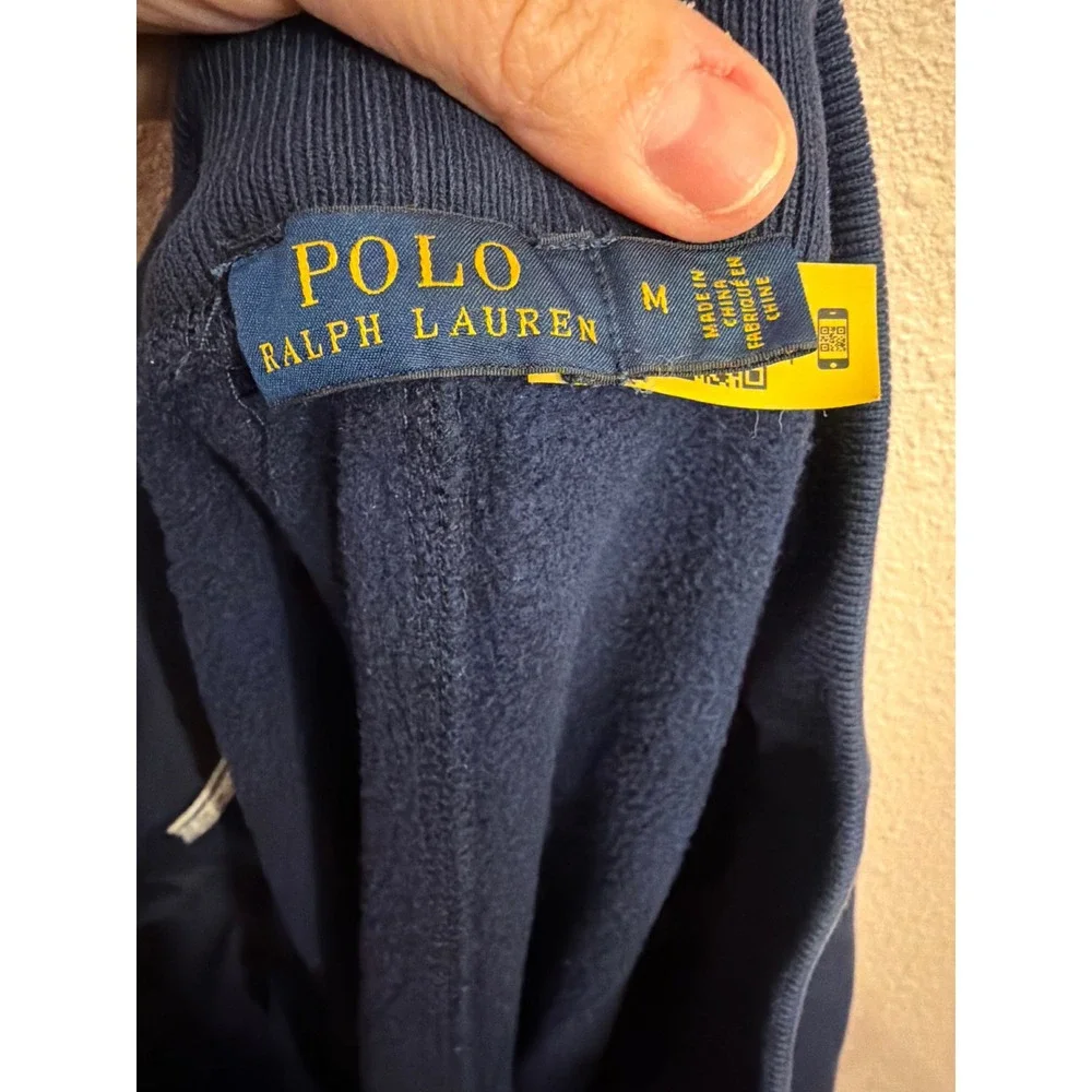 Polo Ralph Lauren Mens Navy Blue Fleece Joggers Sweatpants Red Pony Logo Size M